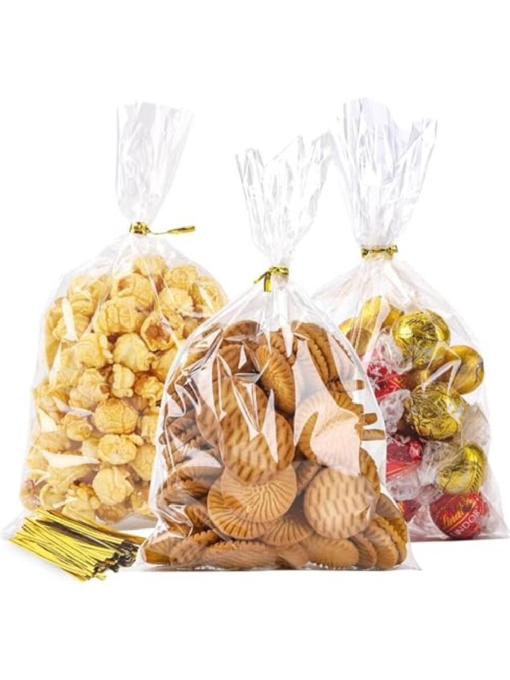 Clear Cellophane Treat Bags 6 x 10 in, 100 Pack Gift Bag with Twist Ties